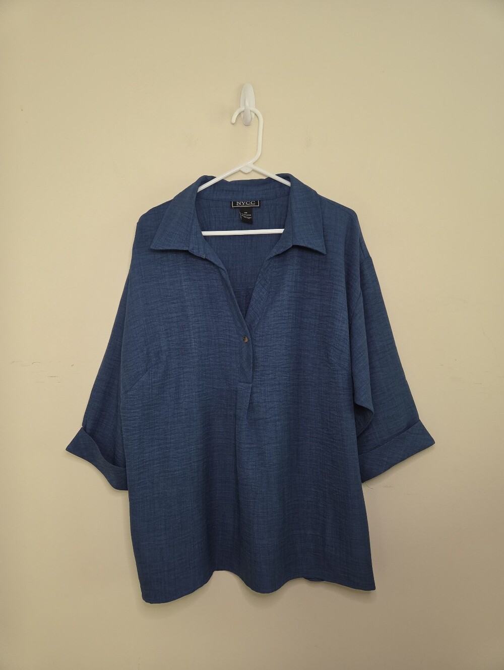 Women's NYCC New York Clothing Co Blue 3/4 Sleeve Blouse Top Sz 2X - Picture 8 of 9
